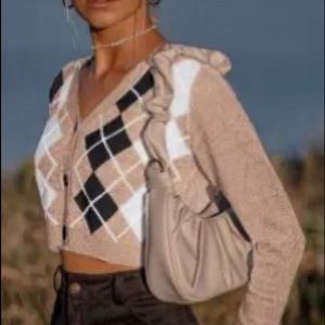 Button up v neck crop cardigan